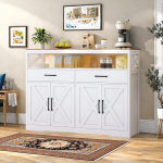 K&ouml;&ouml;gibuffee Sideboard 4 uksega 2 sahtlit Reguleeritavad riiulid S&auml;ilitamism&ouml;&ouml;bel s&ouml;&ouml;gituppa Elutuppa Sissep&auml;&auml;s Esikusse 140 x 40 x 105 cm Valge