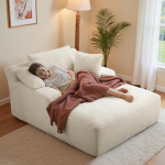 Luudeta diivan Modernne n&ouml;&ouml;rp&otilde;randadiivan magamisfunktsiooniga - Cloud diivan koos Chaise Longue'ga, 3 padjaga, mugav diivan diivan elutuppa, ei vaja kokkupanekut, beež, 172 x 130 x 71 cm, 172 x 130 x 71 cm