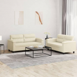 3202363 2-osaline diivanikomplekt koos pehmendusega kreemjas kunstnahast, Lounge diivanid, diivanid ja diivanid, l&otilde;&otilde;gastav diivan, diivan elutuppa, diivan koos
