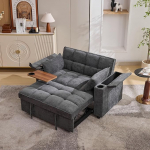 Diivanvoodi 3-in-1 pikendatav diivanvoodi reguleeritava seljatoega, USB-&uuml;hendusega, 2-kohaline diivan Lounge Diivan p&auml;evavoodi kokkupandav v&auml;ljapandav, varustatud peidetud lauaga, joogihoidjaga 140,5 x 74 x 82 cm (Hall)