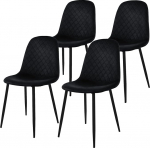 ML-Design S&ouml;&ouml;gitoatoolid, 4 tooli, komplekt, must, sametkattega k&ouml;&ouml;gitoolid, seljatoega elutoatool, metalljalgadega polsterdatud tool, ergonoomiline tool s&ouml;&ouml;gilauale, s&ouml;&ouml;gituppa