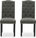 ALPHA HOME Tufted Dining Room Chair, 2 tooli, Faux Leather K&ouml;&ouml;gitoolid, Polsterdatud kaasaegsed elutoa toolid n&ouml;&ouml;pidega, puidust raam, k&otilde;rge seljatugi, stiilne polsterdatud tool, Hall