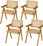Furlide Rattan-Esszimmerst&uuml;hle im 4er-Set, moderne Akzentst&uuml;hle aus der Mitte des Jahrhunderts, bequeme Sessel, Outdoor-Rattanst&uuml;hle mit Armlehne f&uuml;r Schlafzimmer, Wohnzimmer, Lesezimmer, Esszimmer