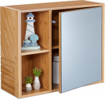 Relaxdays peegelkapp 2 avatud kambrit koos peegeluksega K 45 x L 54,5 x S 20 cm Vannitoa seinakapp Looduslik