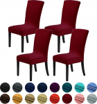 Howhic Sametist toolikatted s&ouml;&ouml;gitoa jaoks 4-st komplektist, venivad s&ouml;&ouml;gitoolikatted, pestavad k&ouml;&ouml;gitoolid, elegantne dekoratsioon kodu ja bankettide jaoks (punane Dahlia, 4 t&uuml;kki)