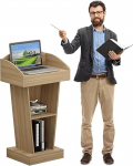 Simple Lecterns Chipboard Laptop Desk, &otilde;petaja poodium, Open Storage Podium Stand, konverentsilaua, poodium stend (Natural)