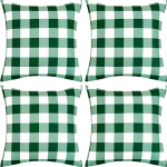 Eternal Beauty Outdoor-Kissenbez&uuml;ge aus Polyester, 45,7 x 45,7 cm, wasserdicht, quadratisch, f&uuml;r Gartenm&ouml;bel, Sofa, mit unsichtbarem Rei&szlig;verschluss, Gr&uuml;n kariert, 45 x 45 cm, 4 St&uuml;ck