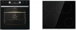 Gorenje Black Set 4 sisseehitatud pliidikomplekt klaasist keraamilise pliidi, kuuma&otilde;hu, 77 liitri, ExtraSteam, GentleClose & Open, EcoClean, AirFry, PizzaMode, PerfectGrill, teleskoopjooksud, mustas toonis