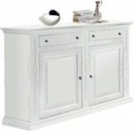 Mar.c.a. Design - Sideboard for living room, large, poplar wood, matt white, elegant, Povera sideboard made in Italy, furniture for living room - dimensions 117 x 48 x 110 cm