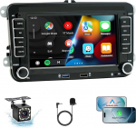 Android 15 Autoradio 2+64GB mit R&uuml;ckfahrkamera f&uuml;r VW Golf 5 6 Polo 6R Passat T5 Seat Skoda, 7 Zoll 2DIN Autoradio mit Wireless CarPlayy Android Auto, GPS, BT, inkl. Einbauwerkzeug & CAN-Bus