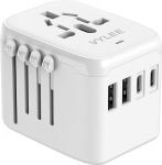 VYLEE reisiadapter maailmas, universaalne reisipistik 2 USB A + 2 USB C, rahvusvaheline pistikupesa adapter, reisiadapter maailmas, universaalne adapter Inglismaa, USA, Jaapan, Tai, Austraalia, valge
