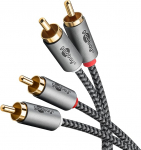 goobay 65291 Stereo RCA kaabel 5 m / 2 x RCA isane kuni 2 x RCA isane / RCA kaabel Blu Ray v&otilde;imendi HiFi Stereo / kullatud tekstiilist helikaabel