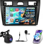 NHOPEEW 2G + 64G Android autoradio Ford Fiesta 2002-2008 jaoks - Traadita Carplay & Android auto - 9-tolline Android stereo WiFi EQ GPS Mirror Link FM RDS + AHD tagantvaate kaamera ja mikrofoniga