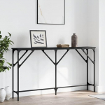 Eleganter Konsole Holztisch Schwarz 140x23x75cm f&uuml;r Flur & Wohnzimmer - Stabilit&auml;t mit Metallrahmen Model837772