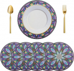 Tischsets, runde , 6er-Set, t&uuml;rkisfarbenes indisches Mandala, b&ouml;hmische Esstisch-Tischsets, K&uuml;chen-Tischset, hitzebest&auml;ndige for den Urlaub zu Hause(Multi-Colored 171)