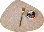 Tischset 4Er Set Leder, Elegante Rindslederstruktur, tropfenf&ouml;rmig, hitzebest&auml;ndig Platzsets f&uuml;r k&uuml;che Speisetisch Hotel, Platz-Matten, 42.5x34cm, Beige Gelb