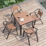 Modernes 5-teiliges Terrassenm&ouml;bel-Set aus Schmiedeeisen mit quadratischem Couchtisch, ideal f&uuml;r K&uuml;che, Esszimmer, B&uuml;ro und Au&szlig;enbereich (schwarz)