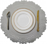 Premium-Tischset aus Silikon, hitzebest&auml;ndig, Tischset, Tassenunterlage, Tellerunterlage, rutschfestes Design, Tischsets und Untersetzer for Schutz des Esstisches for den Heimgebrauch(Gray,Round 38cm