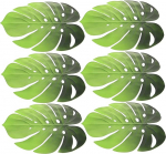 6 St&uuml;ck Teiliges Rutschfestes Eva Tischset mit Monstera blattmotiv Hitzebest&auml;ndig und Dekorativ als Platzdeckchen f&uuml;r Party K&uuml;che und Esszimmer Gr&uuml;ne Untersetzer f&uuml;r Tassen und