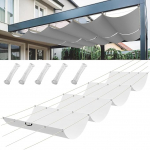 T&otilde;mmatav Wave Sun Sail, 2 x 4 m, Pergola Markiis, reguleeritav kaitse UV-kiirguse eest Markiis, reguleeritav p&auml;ikesepurje v&auml;litingimustes kasutamiseks, pergola, aed, konservatoorium, terrass, valge