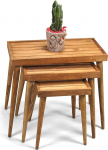 Rustic Solid Wood 3-osaline pesitsuslaudade komplekt - K&auml;sitsi valmistatud ruumi s&auml;&auml;stev k&uuml;ljelaua komplekt
