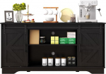 Panana Sideboard, k&ouml;&ouml;gikapp 2 l&uuml;kanduksega ja reguleeritava riiuliga, hoiukapp k&ouml;&ouml;ki, elutuppa, s&ouml;&ouml;gituppa, 150 x 40 x 71 cm (must)