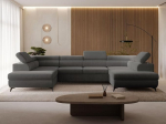 GRAINGOLD Argon U nurgadiivan magamisfunktsiooniga ja voodikastiga 322 x 190 cm, U-kujuline diivan hoiuruumiga, diivanvoodi elutuppa, sametkangas, 5-kohaline elamusmaastik, kaasaegne disain (Castel, tumehall)