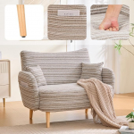 Diivan 2-kohaline v&auml;ike kaasaegne diivan v&auml;ikestesse ruumidesse, s&uuml;gav iste, k&auml;etugipadi ja k&uuml;ljetasku, mugav mini diivan elutuppa, magamistuppa ja kontorisse, 121 x 81,5 x 87 cm, khaki v&auml;rvi