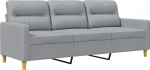 vidaXL 3-kohaline diivan, Lounge diivan diivan koos k&auml;etugede seljapatjadega, elutoa diivan disain diivan metallist raam, istumism&ouml;&ouml;bel kolmekohaline, kaasaegne, helehall kangas