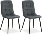 Homestyle4u 2327, 2 s&ouml;&ouml;gitoa tooli, tugitoolid, elutuba, k&ouml;&ouml;gitoolid, polsterdatud seljatoega, polsterdatud tool, hall antratsiit, 2 tk, sametist iste mustade metalljalgadega.