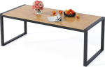 GOPLUS aialaud, 200 x 90 cm, terrassilaud, ilmastikukindel metallraamiga ja 3 t&auml;ispuidust lauaga, ristk&uuml;likukujuline s&ouml;&ouml;gilaud 5 cm vihmavarju avaga 8 inimesele, &otilde;ue, aeda, terrassile, &otilde;ue (mudel E)