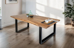 SAM Tomaso s&ouml;&ouml;gilaud 160 x 85 cm Wane Table naturaalne akaatsiapuu t&auml;ismassist metallist U-raam must ehtne Wane servaga