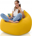 Aiire Relaxo XXL Bean Bag koos t&auml;idisega, hiiglaslik Bean Bag tool t&auml;iskasvanutele, poistele ja lastele, j&auml;medad p&otilde;randapadjad, Chill tool pehmeks nurgaks, m&auml;ngude Bean Bags, kollane