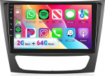 VECHTEL Autoradio 2G + 64G Android 15 Mercedes Benz E-klassile W211 E200 CLS W219 2002-2009, 9-tolline HD 2.5D puuteekraan koos traadita Carplay Android Auto GPS Wi-Fi USB Bluetooth FM RDS tagurduskaameraga