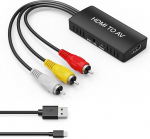 HDMI zu RCA Konverter, HDMI zu AV 3RCA CVBs Composite Video Audio Konverter Adapter f&uuml;r alte TV kompatibel PAL/NTSC f&uuml;r Roku, Android TV Box, DVD jne