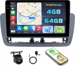 Hikity Android 15 4+64G autoraadio Seat Ibiza Type 6J 2012-2015 9-tollise Incell puuteekraaniga, autoraadio 2DIN traadita Carplay Android autoga, FM/RDS raadio BT GPS WiFi tagurduskaamera + mikrofoniga