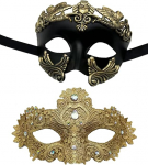 Paari maskide komplekt - Luksuslik pitsist l&auml;ikiv strass ja antiikne kreeka-veneetsia stiilis ball, Halloween, Mardi Gras pulm ja kost&uuml;&uuml;mipidu