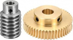 QUARKZMAN Worm Gear Set 50T 1 Modul 50:1 &Uuml;bersetzungsverh&auml;ltnis Rechtslauf Antriebsgetriebe Rad Reduziergetriebe Teil (Messingrad 12mm Bohrung #45 Stahlstange 5mm Bohrung)