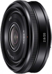 Sony SEL-20F28 lainurkobjektiiv (fikseeritud fookuskaugusega, 20 mm, F2.8, APS-C, sobib A6700, A6600, A6400, A6100, ZVE10, E-Mount) Mustanahaline