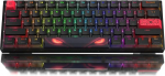WK61 mehaaniline klaviatuur 60%, juhtmega m&auml;nguklaviatuur, Hot-Swap RGB PBT mustade klahvikorkidega Gamer PC Windowsi jaoks - lineaarne punane l&uuml;liti
