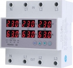 Fockety digitaalne 3-faasiline energiam&otilde;&otilde;tja 1-63A AC 390-500V DIN Rail Voltmeeter Ampermeetri v&otilde;imsusm&otilde;&otilde;tja LCD-ekraaniga elektritarbimise m&otilde;&otilde;tja elektritarbimise j&auml;lgimiseks (40A)
