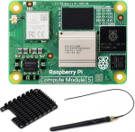 Waveshare CM5 Pi Compute Module 5, kaasas ametlik Raspberry Pi CM5116064 (traadita, 16GB RAM, 64GB eMMC Flash), antennikomplekt ja HEATSINK.