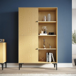 SONNI vitriinkapp, k&otilde;rge kapp, 100 x 35 x 160 cm, 8 kambriga, 2 uksega, kapp, raamaturiiul 2 reguleeritava k&otilde;rgusega riiuliga elutuppa, magamistuppa, k&ouml;&ouml;ki, s&ouml;&ouml;gituppa, kontorisse, puidust