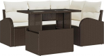 Rantry 5-teiliges Garten Sofa Set mit Kissen Braun Poly Rattan Gartenlounge Model3348634