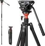 COMAN 180 cm Camera Tripod Variable 184 cm Monopod 360&deg; Ball Head and 1/4 Inch Thread Carrying Weight 8 kg Includes Quick Release Plate, Tripod Camera Monopod Professional Video Camera Tripods