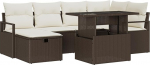 Rantry 7-teiliges Garten Sofa Set mit Kissen Braun Poly Rattan Gartenlounge Model3359795
