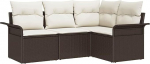Rantry 4-teiliges Garten Sofa Set mit Kissen Braun Poly Rattan Gartenlounge Model3345338