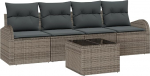 Rantry 5-teiliges Garten Sofa Set mit Kissen Grau Poly Rattan Gartenlounge Model3345909