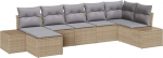 Rantry 7-teiliges Garten Sofa Set mit Kissen Beige Poly Rattan Gartenlounge Model3347150