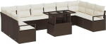 Rantry 11-teiliges Garten Sofa Set mit Kissen Braun Poly Rattan Gartenlounge Model3357631